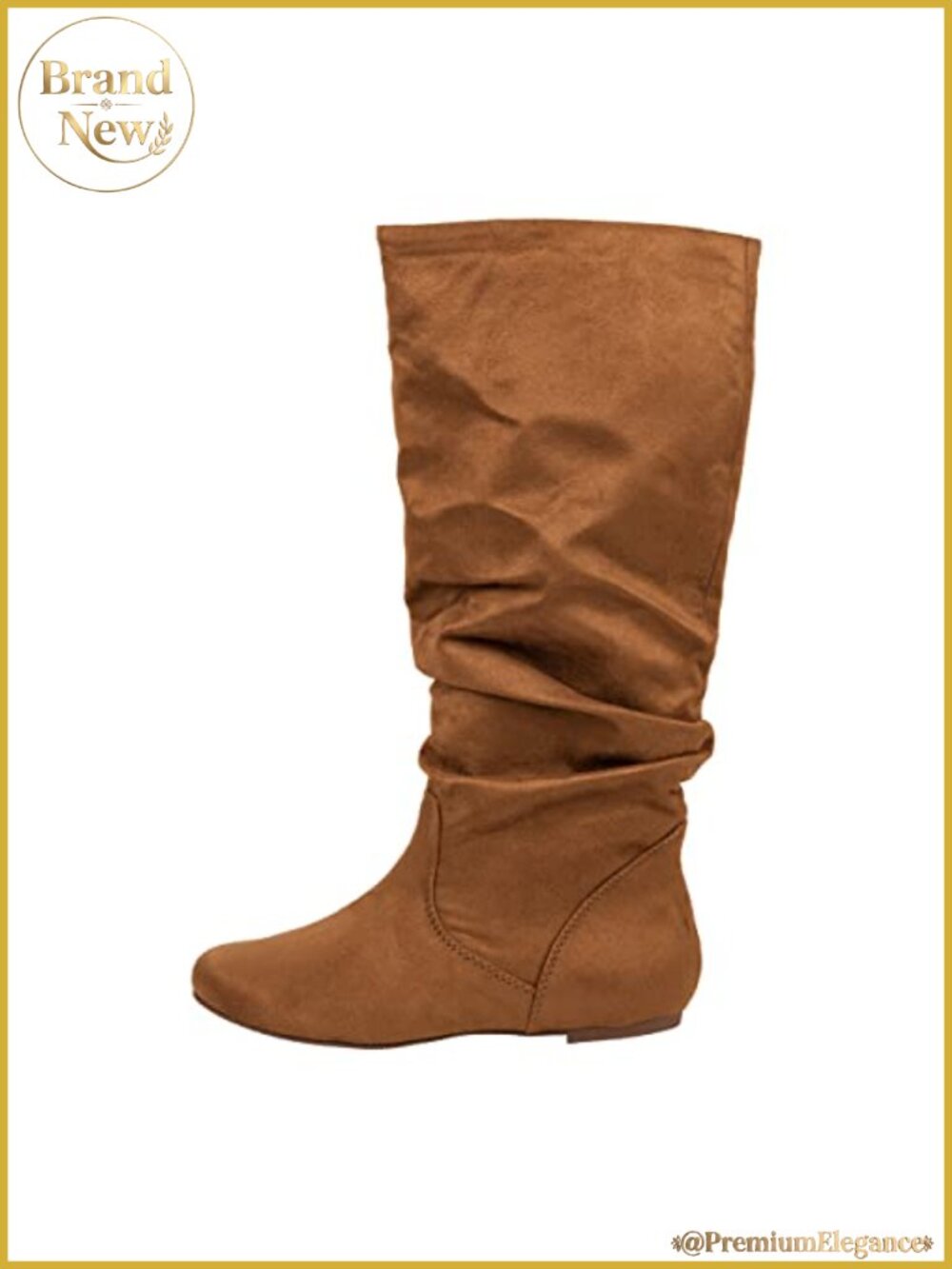 Slouchy Faux Suede Mid Calf Flat Boots Round Toe Casual Winter
